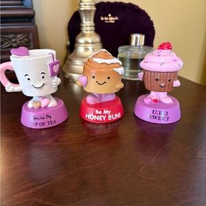 Valentine’s figurines set of 3 - cute cupcake, honey bun, and tea cup